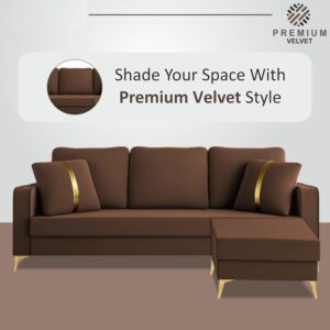 3 Seater L Shape Sofa in Brown Colour