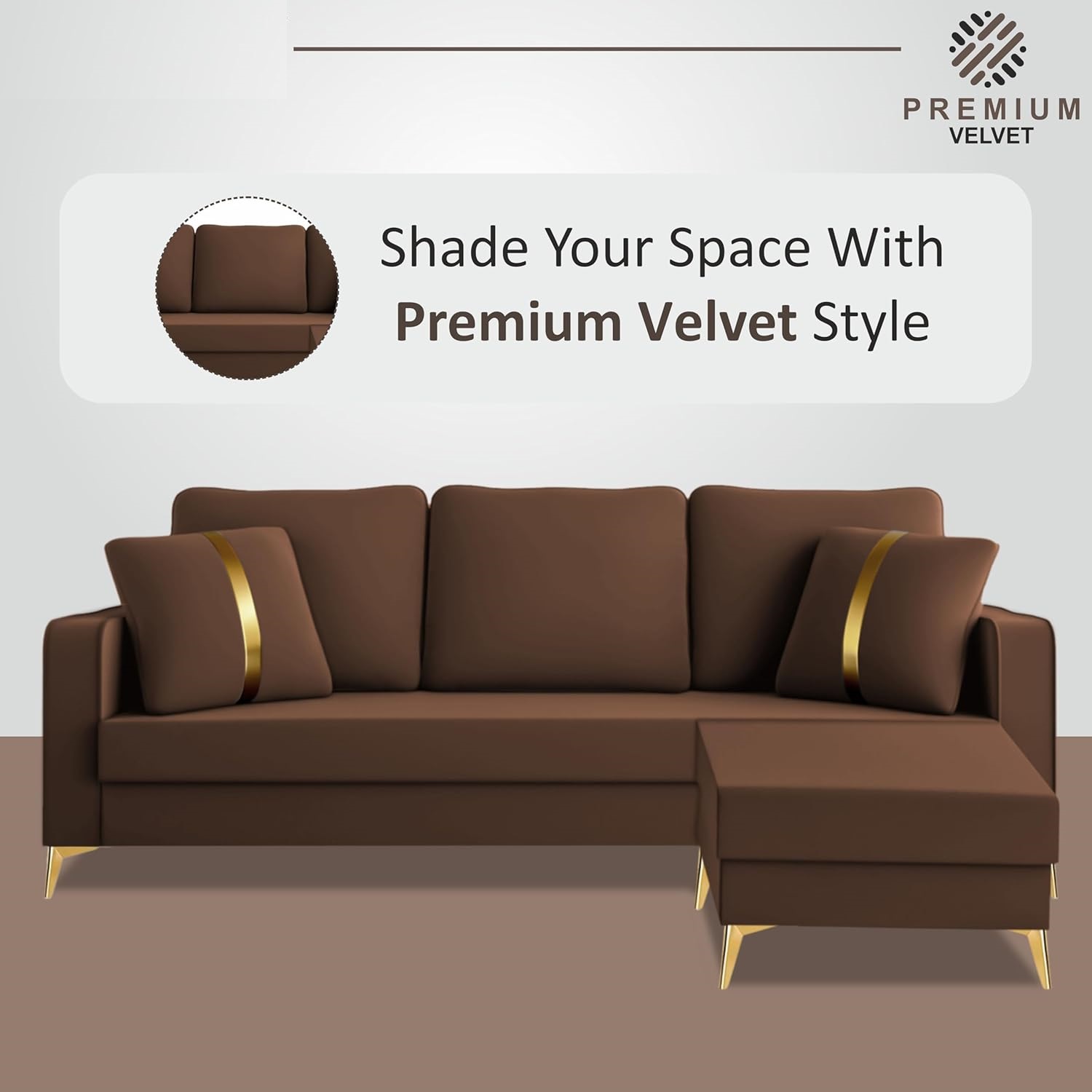 3 Seater L Shape Sofa in Brown Colour - Image 2