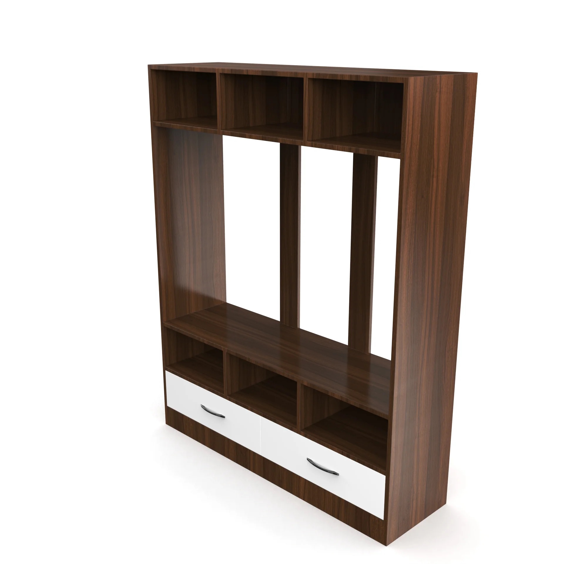 Wood T.V. Unit in Brown and White Colour - Image 2