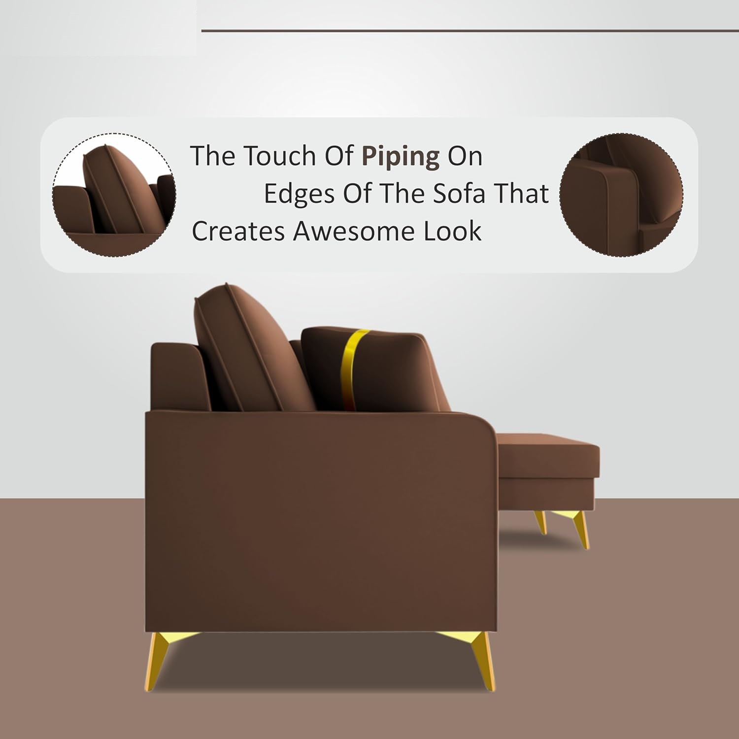 3 Seater L Shape Sofa in Brown Colour - Image 5