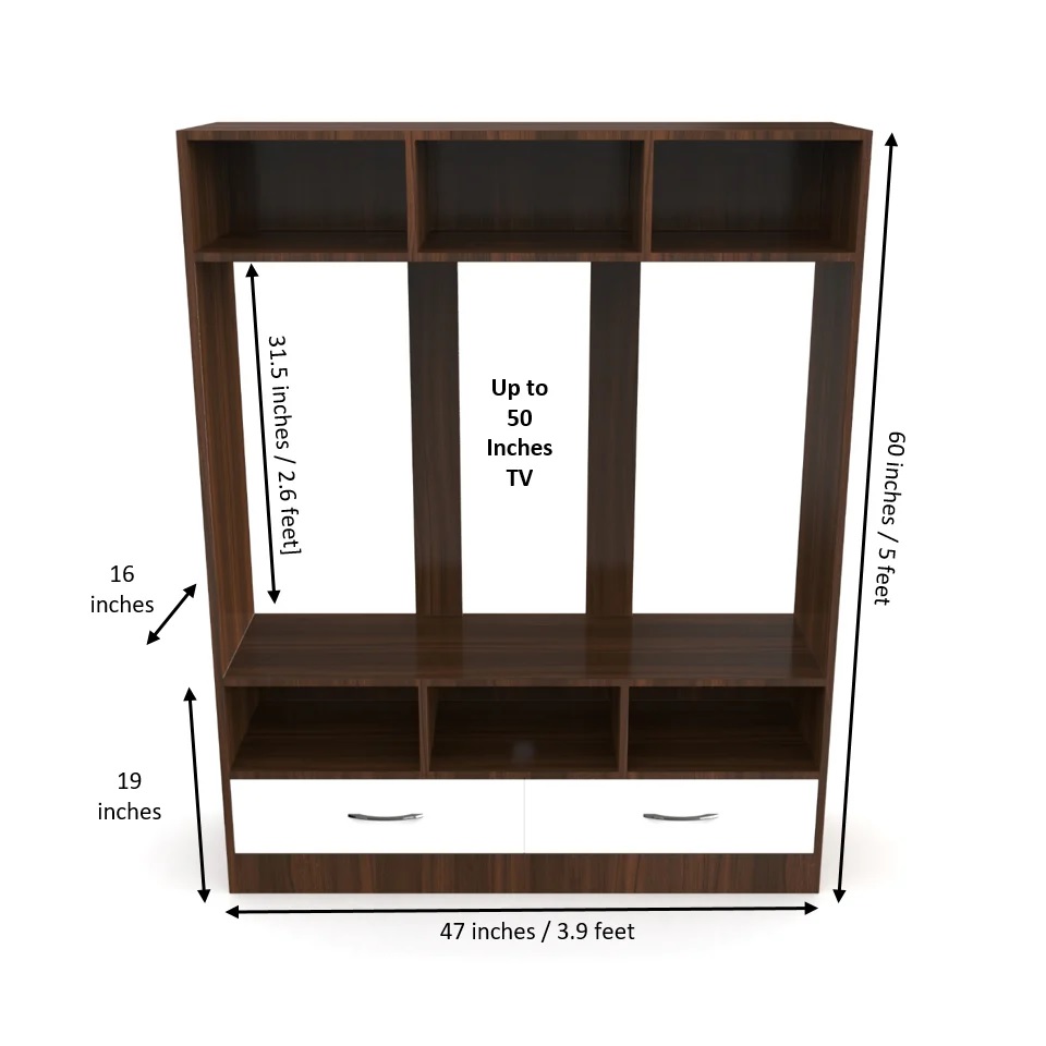 Wood T.V. Unit in Brown and White Colour - Image 7