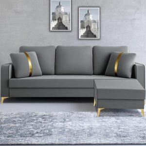 3 Seater L Shape Sofa in Grey Colour