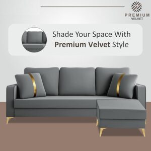 3 Seater L Shape Sofa in Grey Colour