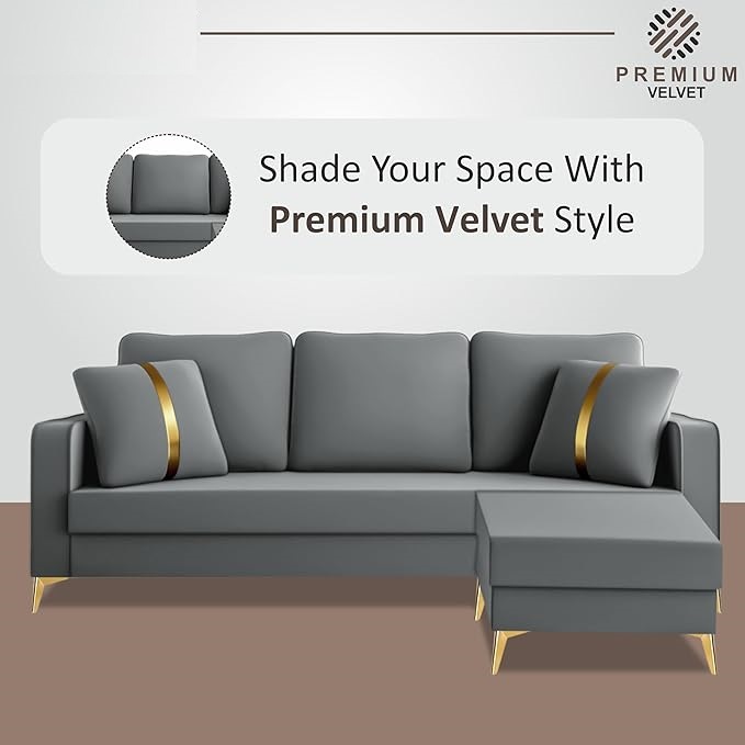 3 Seater L Shape Sofa in Grey Colour - Image 2