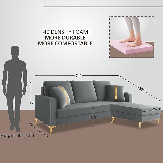 3 Seater L Shape Sofa in Grey Colour - Image 4