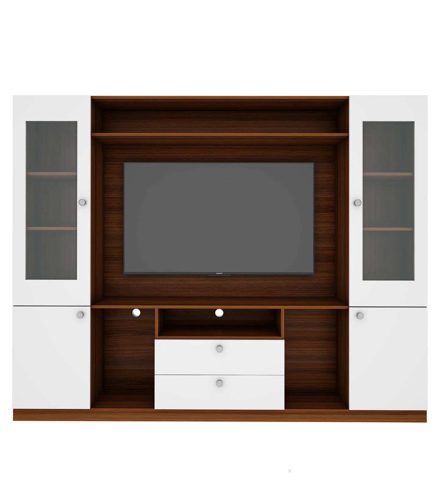 Wood T.V. Unit in Brown and White Colour - Image 3