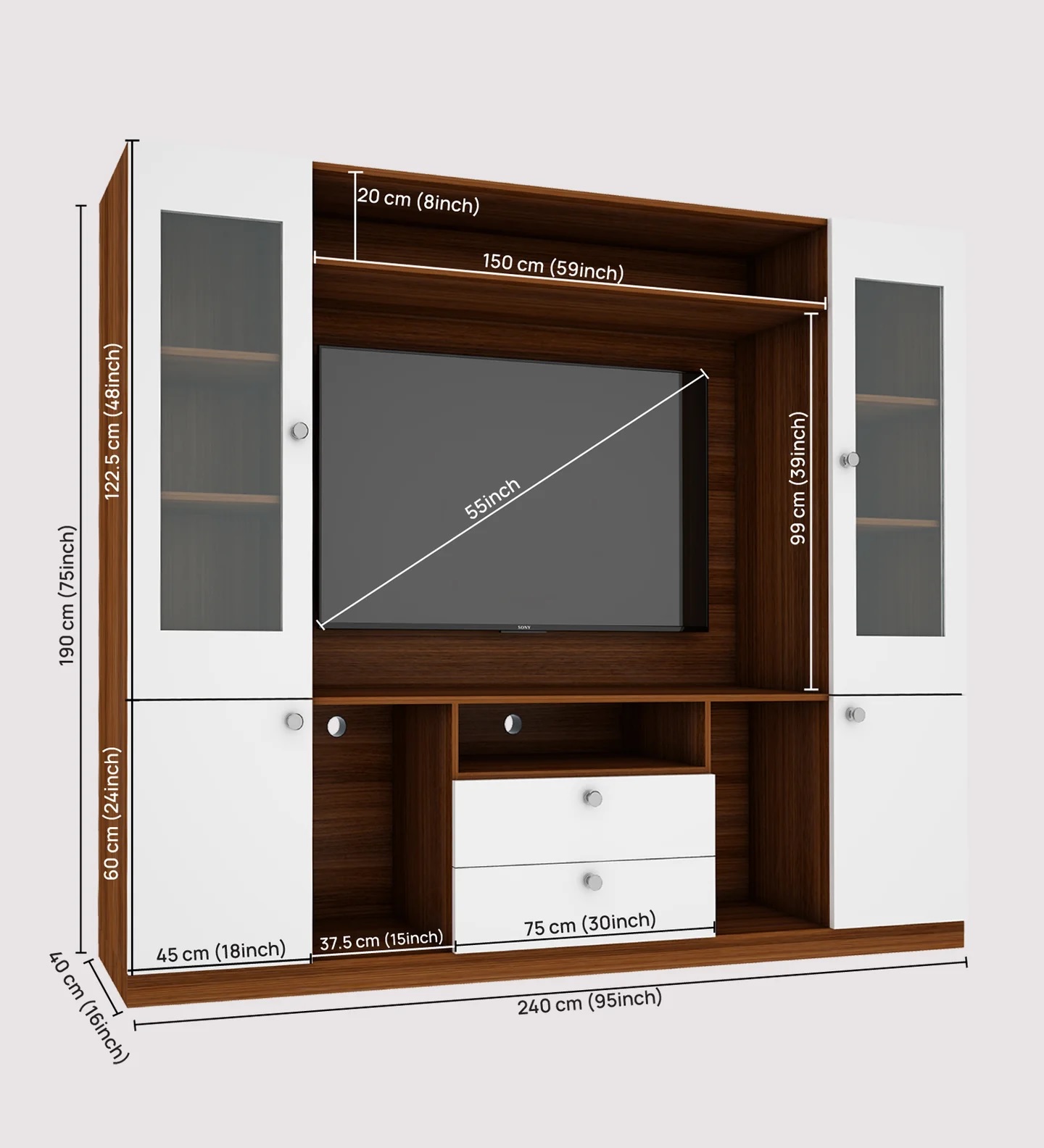 Wood T.V. Unit in Brown and White Colour - Image 7
