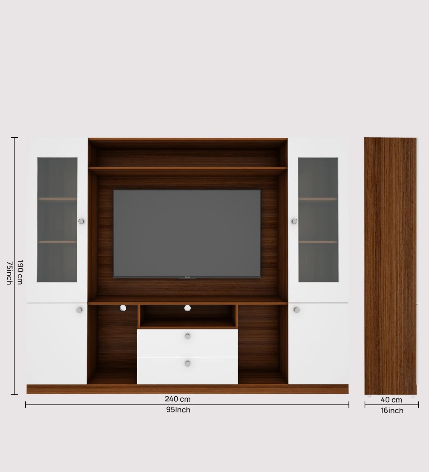 Wood T.V. Unit in Brown and White Colour - Image 8