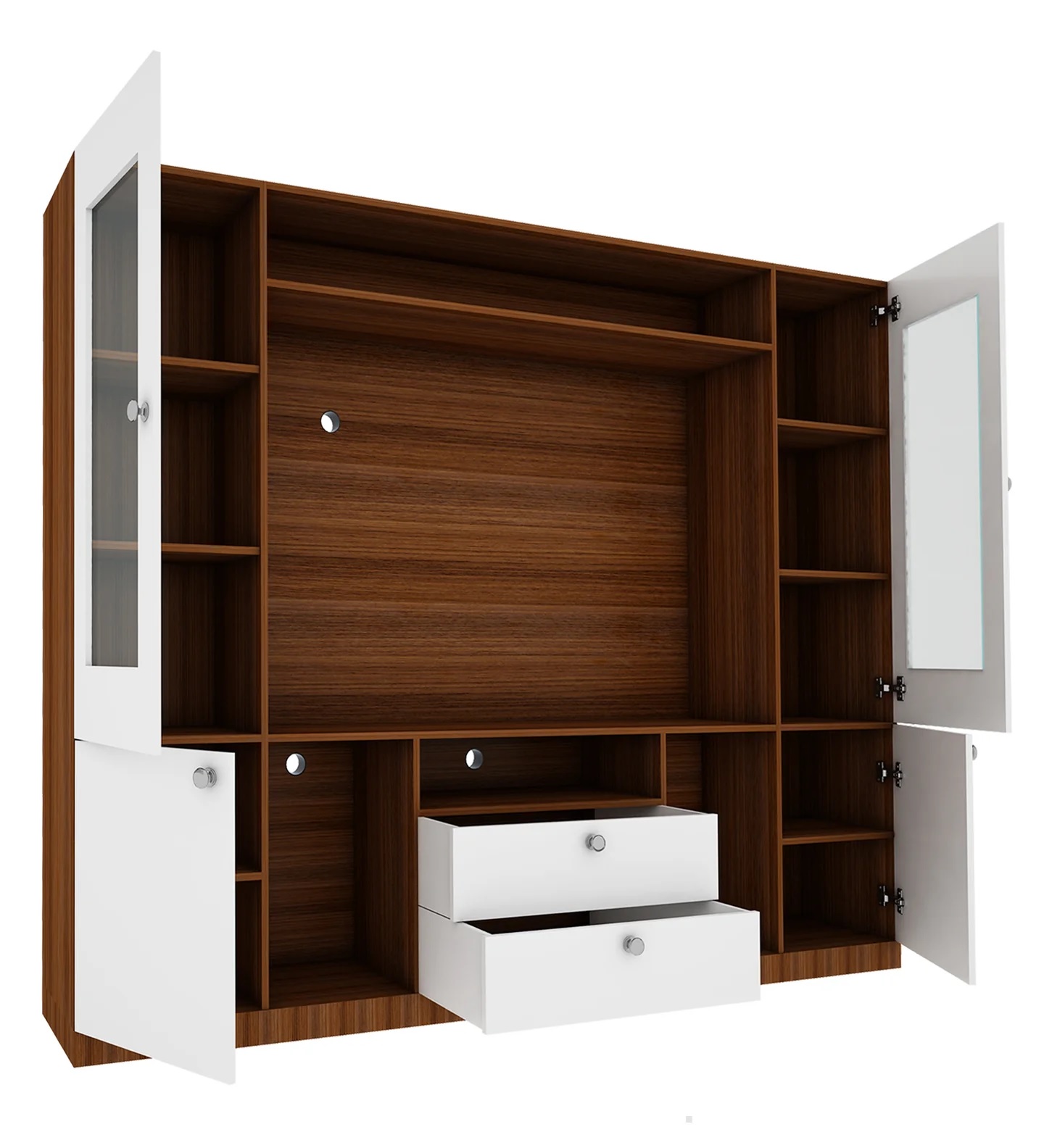 Wood T.V. Unit in Brown and White Colour - Image 4