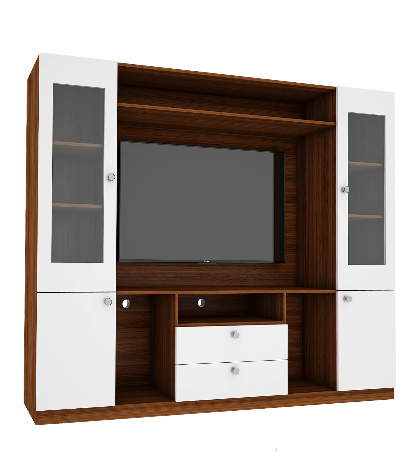 Wood T.V. Unit in Brown and White Colour - Image 6
