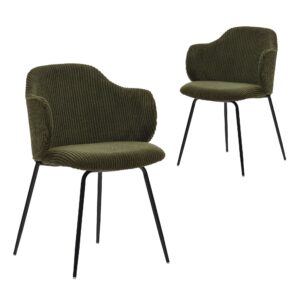 Pragnya Velvet Fabric Dining Chair In Green Colour