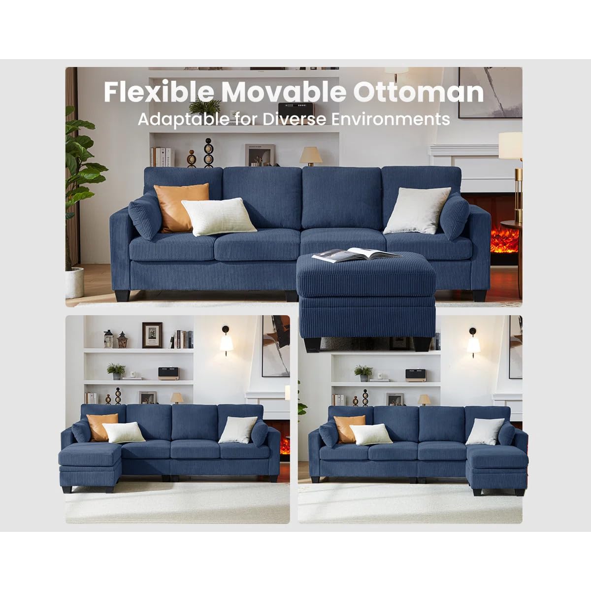 4 Seater L Shape Sofa in Purple Colour - Image 4