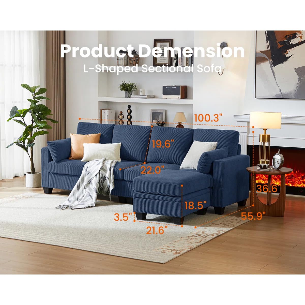 4 Seater L Shape Sofa in Purple Colour - Image 6