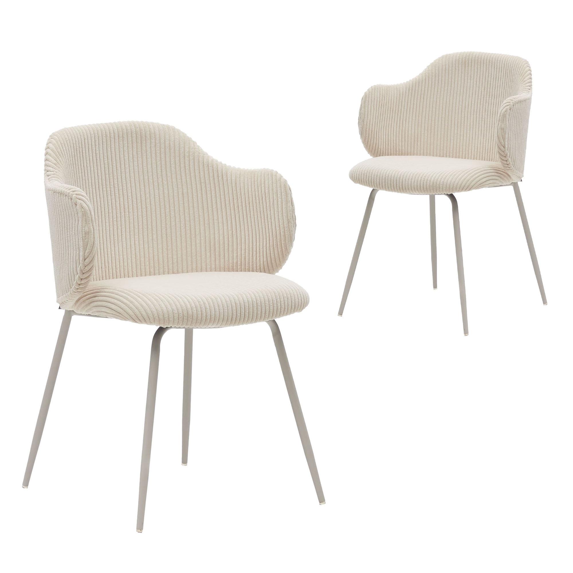 Pragnya Velvet Fabric Dining Chair In Off White Colour - Image 3