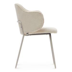 Pragnya Velvet Fabric Dining Chair In Off White Colour