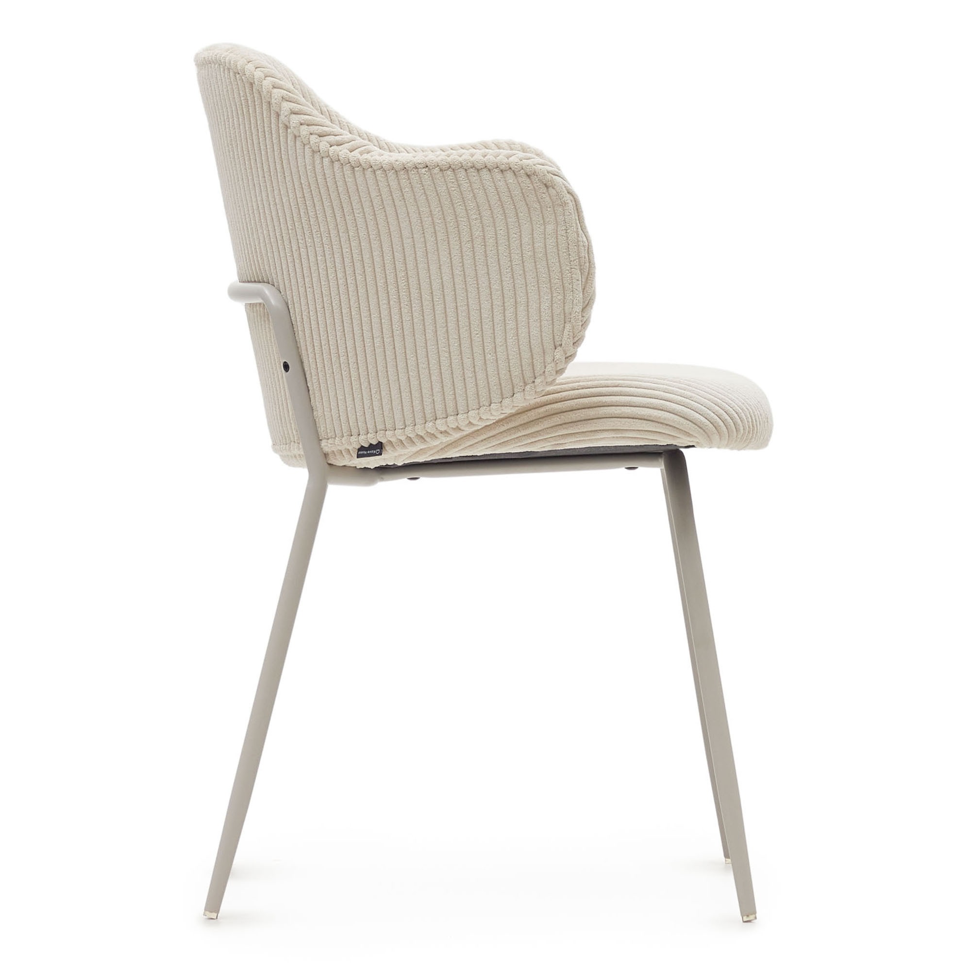 Pragnya Velvet Fabric Dining Chair In Off White Colour - Image 2