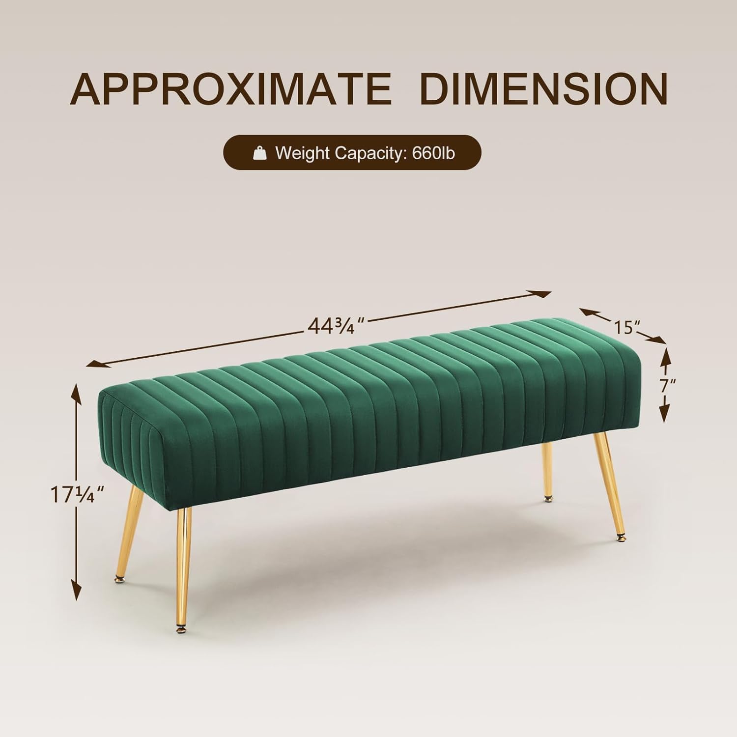 Fabric Bench in Green Colour - Image 3