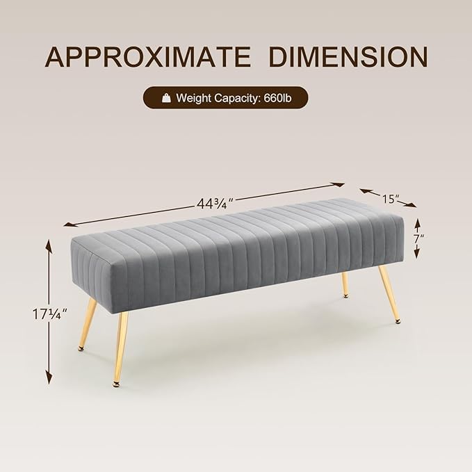 Fabric Bench in Grey Colour - Image 3