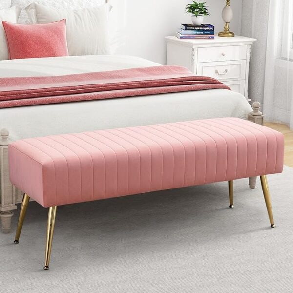 Fabric Bench in Pink Colour – Kiyan Overseas