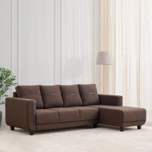 4 Seater L Shape Sofa in Brown Colour