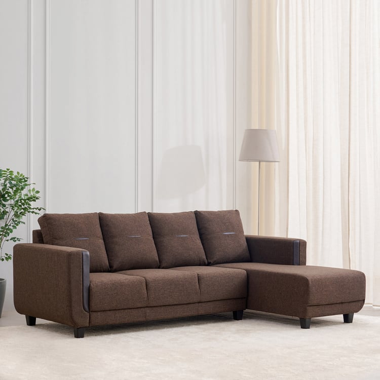 4 Seater L Shape Sofa in Brown Colour