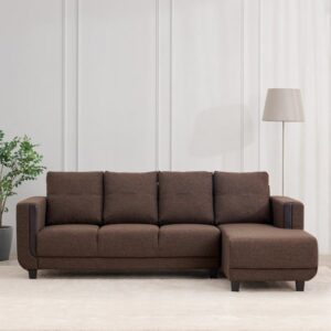 4 Seater L Shape Sofa in Brown Colour