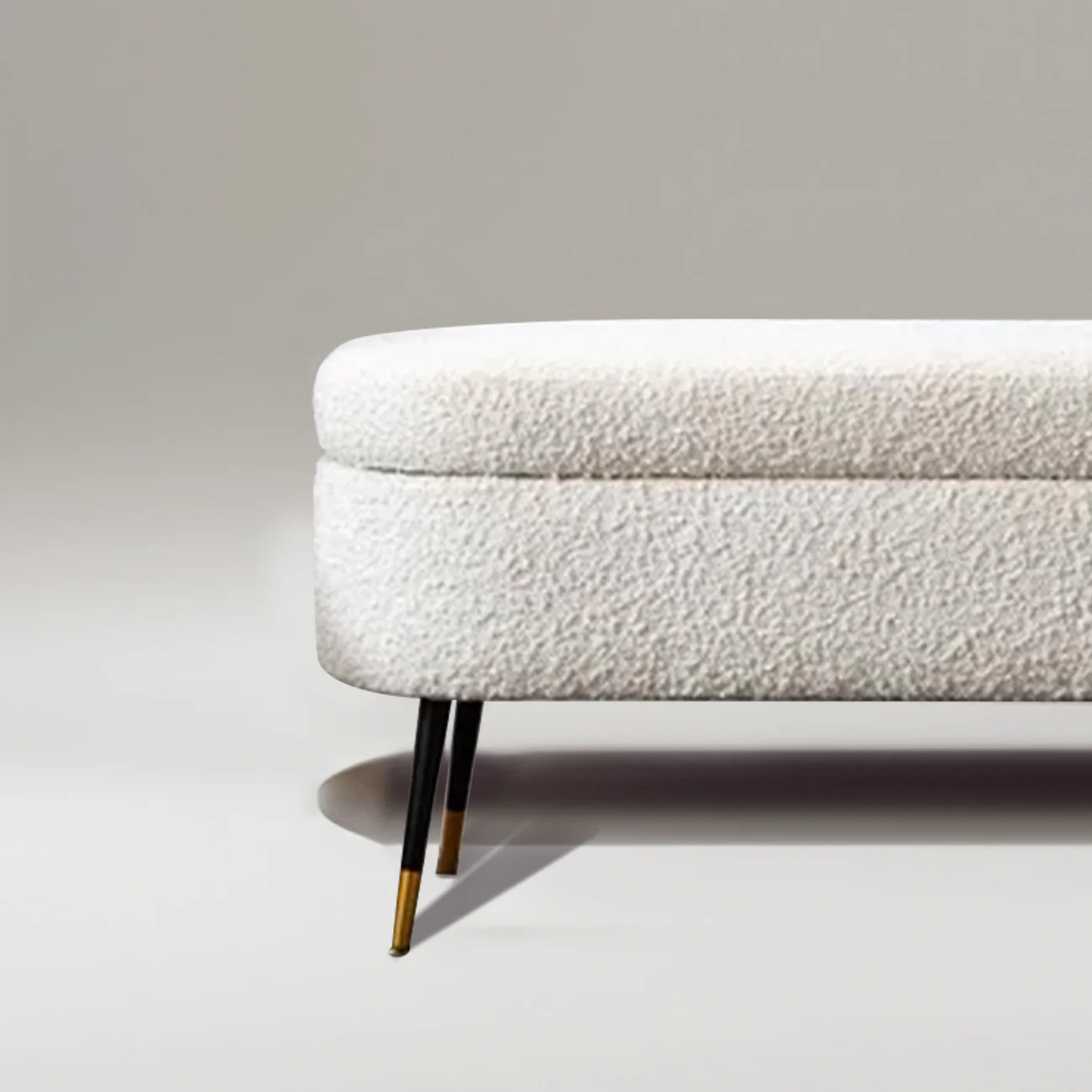Storage Fabric Bench in Off-White Colour - Image 2