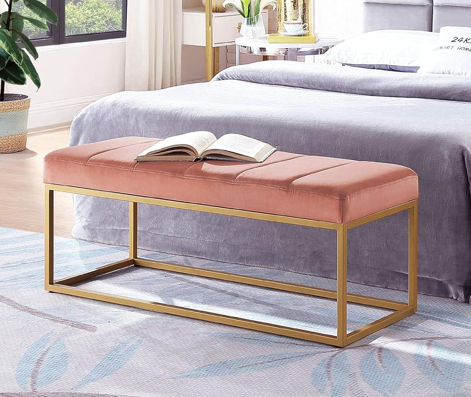 Fabric Bench in Pink Colour - Image 2