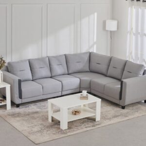 7 Seater L Shape Sofa in Grey Colour