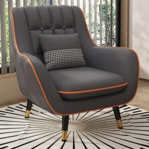 Shremate Velvet Fabric Lounge Chair In Grey Colour