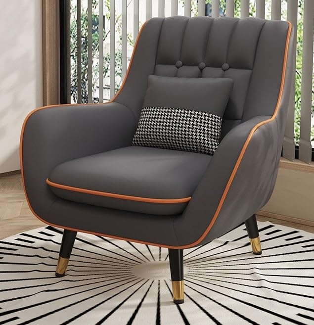 Shremate Velvet Fabric Lounge Chair In Grey Colour - Image 3