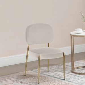 KUMMS DINING CHAIR GOLD WITH OFF  WHITE FABRIC FINISH
