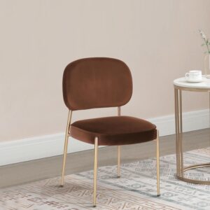 KUMMS DINING CHAIR GOLD WITH BROWN FABRIC FINISH
