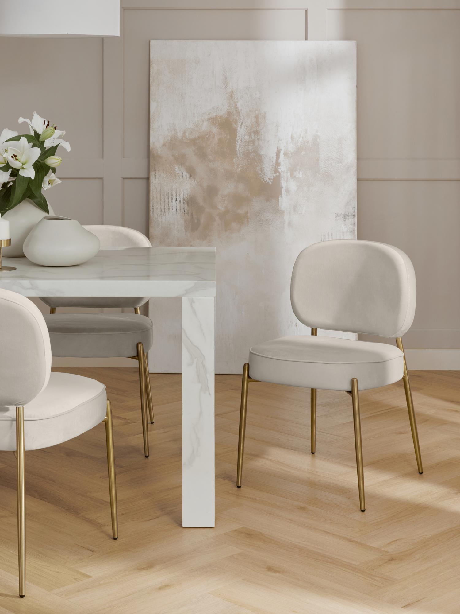 KUMMS DINING CHAIR GOLD WITH OFF WHITE FABRIC FINISH - Image 4