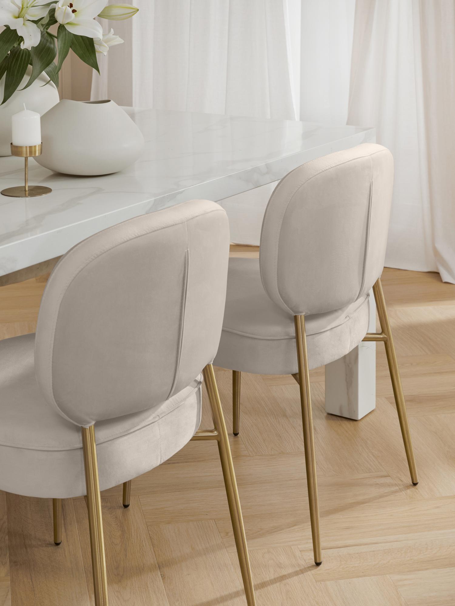 KUMMS DINING CHAIR GOLD WITH OFF WHITE FABRIC FINISH - Image 3