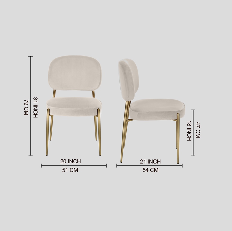 KUMMS DINING CHAIR GOLD WITH OFF WHITE FABRIC FINISH - Image 9