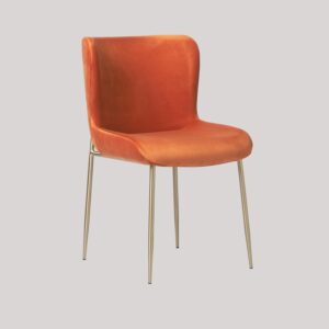 SURRANG DINING CHAIR GOLD WITH ORANGE FABRIC FINISH