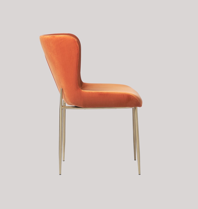 SURRANG DINING CHAIR GOLD WITH ORANGE FABRIC FINISH - Image 3