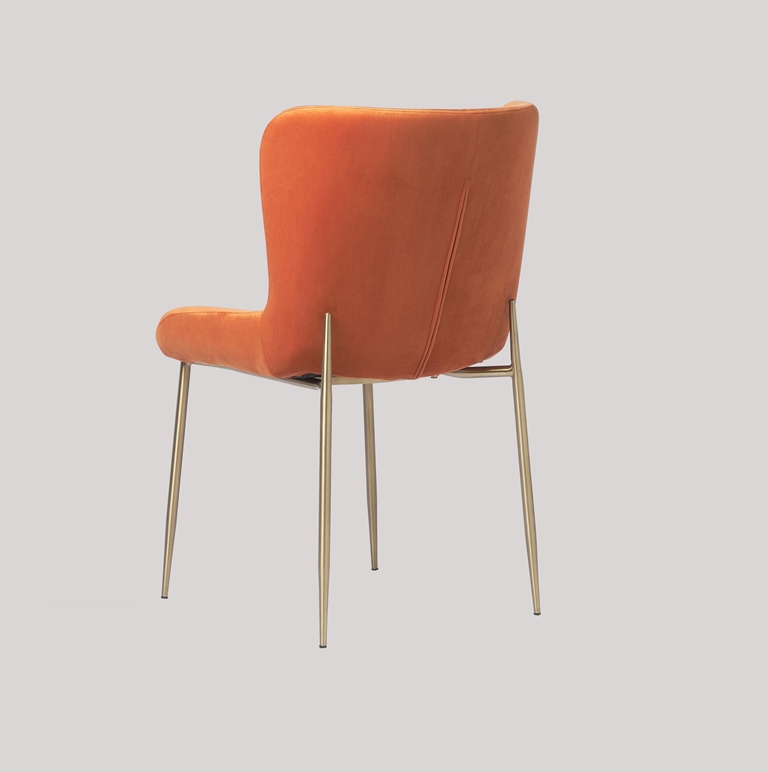 SURRANG DINING CHAIR GOLD WITH ORANGE FABRIC FINISH - Image 4