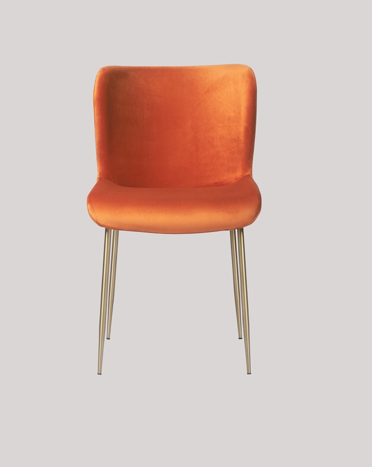SURRANG DINING CHAIR GOLD WITH ORANGE FABRIC FINISH - Image 5