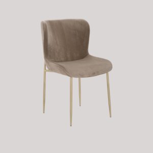 SURRANG DINING CHAIR GOLD WITH GREY FABRIC FINISH