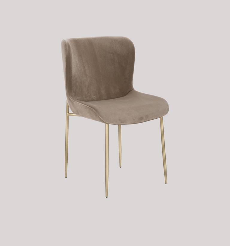 SURRANG DINING CHAIR GOLD WITH GREY FABRIC FINISH - Image 2