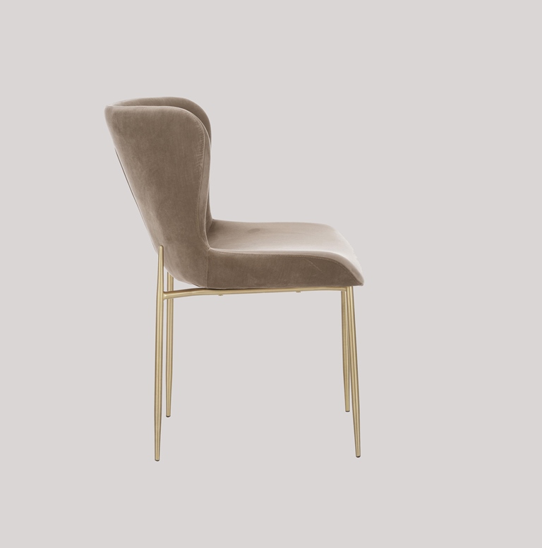 SURRANG DINING CHAIR GOLD WITH GREY FABRIC FINISH - Image 5