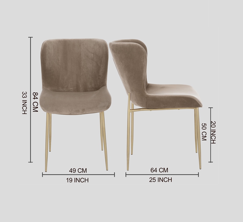 SURRANG DINING CHAIR GOLD WITH GREY FABRIC FINISH - Image 3