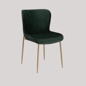SURRANG DINING CHAIR GOLD WITH DARK GREEN FABRIC FINISH