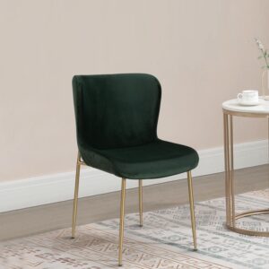 SURRANG DINING CHAIR GOLD WITH DARK GREEN FABRIC FINISH