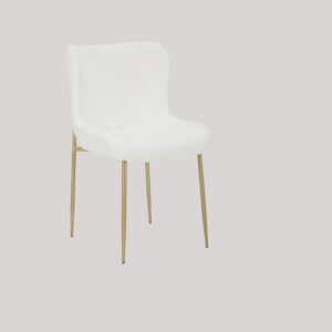 SURRANG DINING CHAIR GOLD WITH WHITE FABRIC FINISH