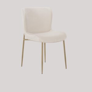 SURRANG DINING CHAIR GOLD WITH OFF WHITE FABRIC FINISH