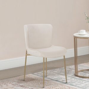 SURRANG DINING CHAIR GOLD WITH OFF WHITE FABRIC FINISH