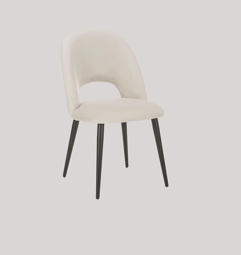 DEVA DINING CHAIR BLACK WITH OFF WHITE FABRIC FINISH - Image 7